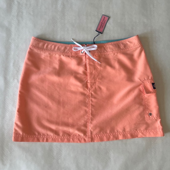 NWT Vineyard Vines Cargo Pocket Drawstring Boat Bright Orange Logo Casual Skirt - Picture 11 of 14